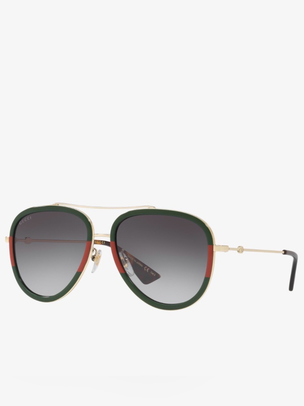 Authentic Gucci Brow Bar Aviator Sunglasses 57mm GG0062S Red/Green/Gray Gradient